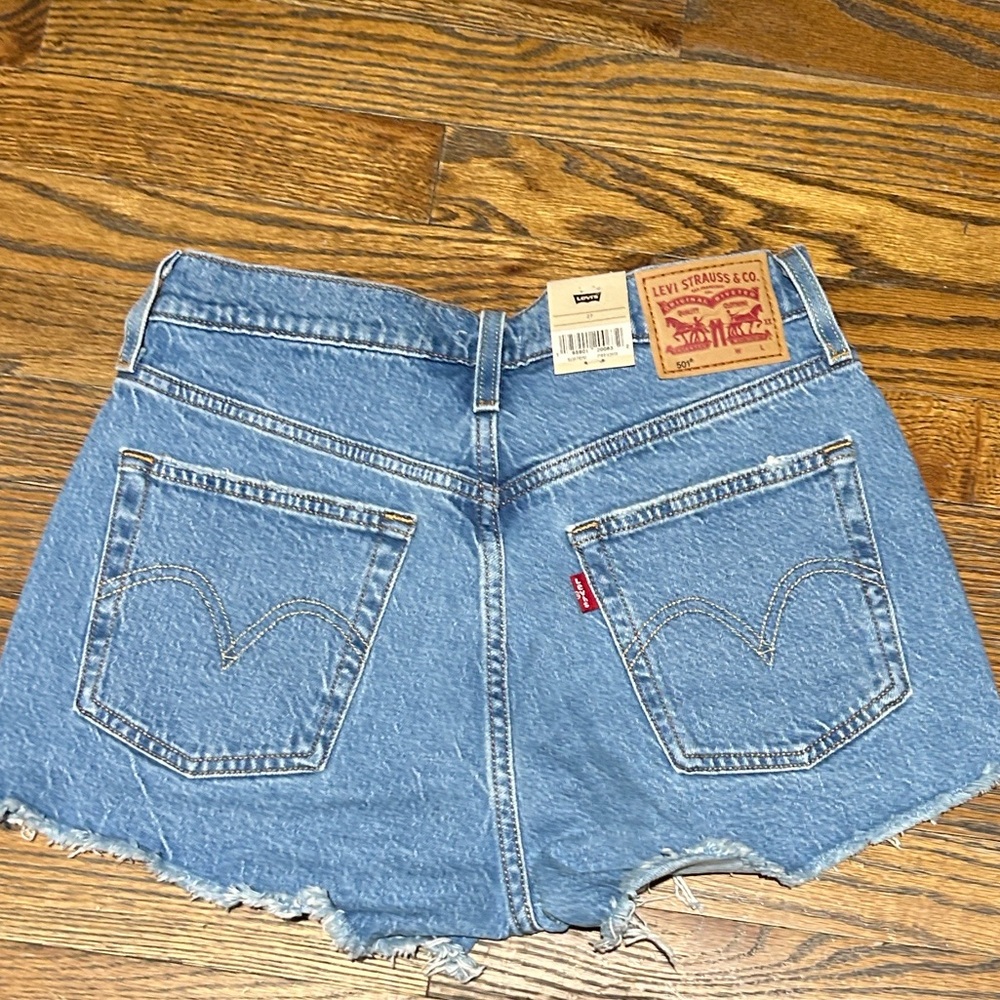 Levi's Women's Distressed Blue Jean Shorts - Picture 7 of 9